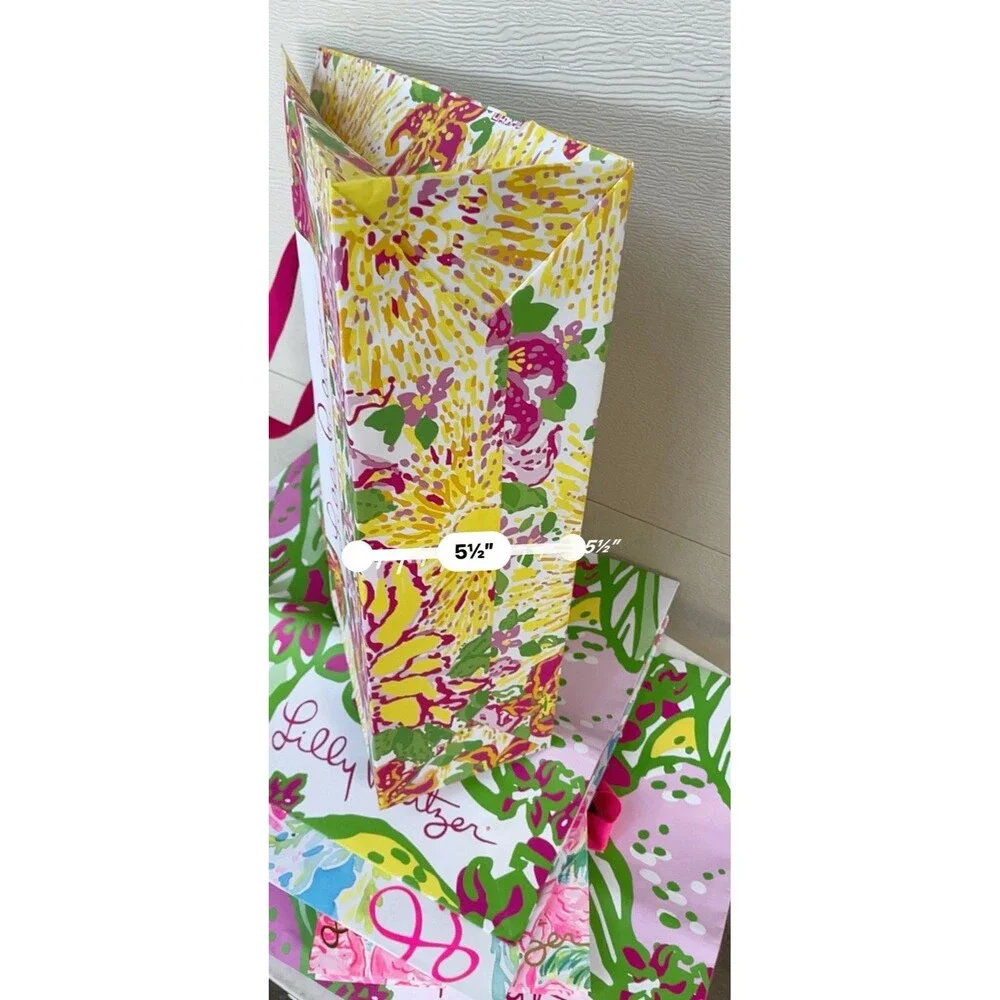 Lilly Pulitzer Shopping Gift Bag Lot Assorted Sizes Floral Flamingo Pink Green